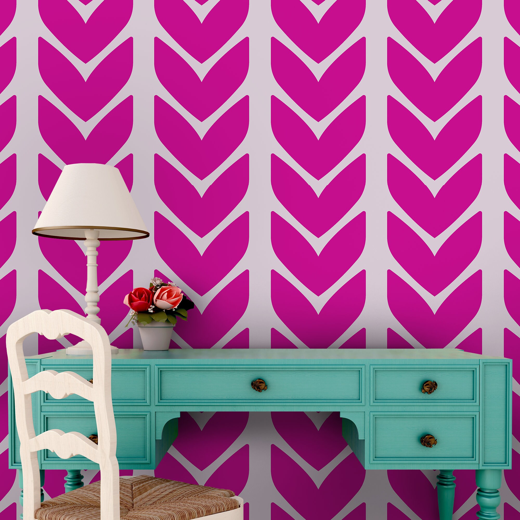 Pink Herringbone Wallpaper Cute Girl Nursery Removable Wall Etsy