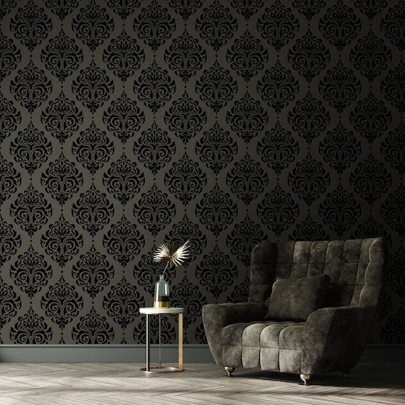Damask peel and stick cheap wallpaper