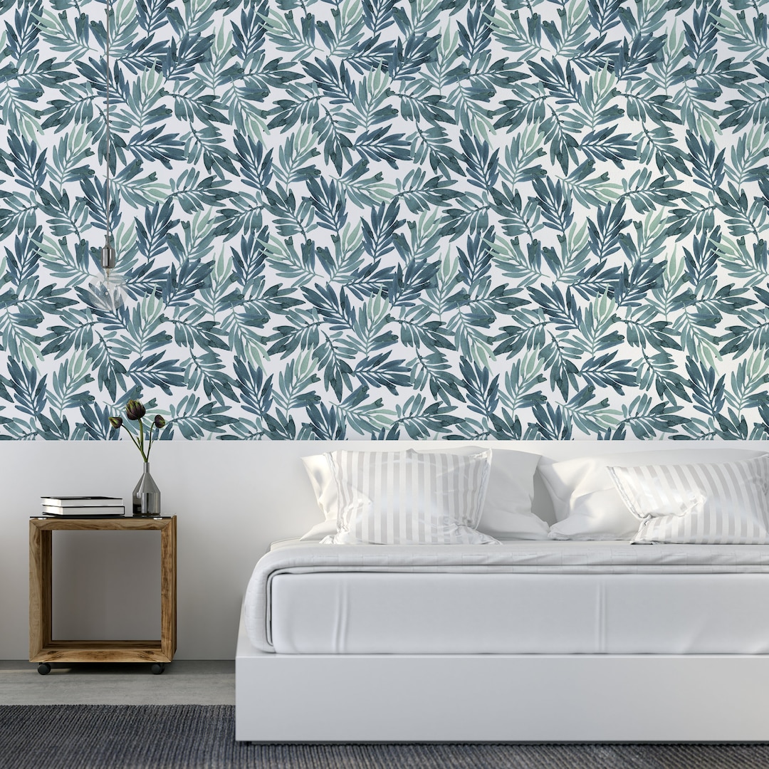 Green Leaves Removable Wallpaper Botanical Self Adhesive Wall - Etsy