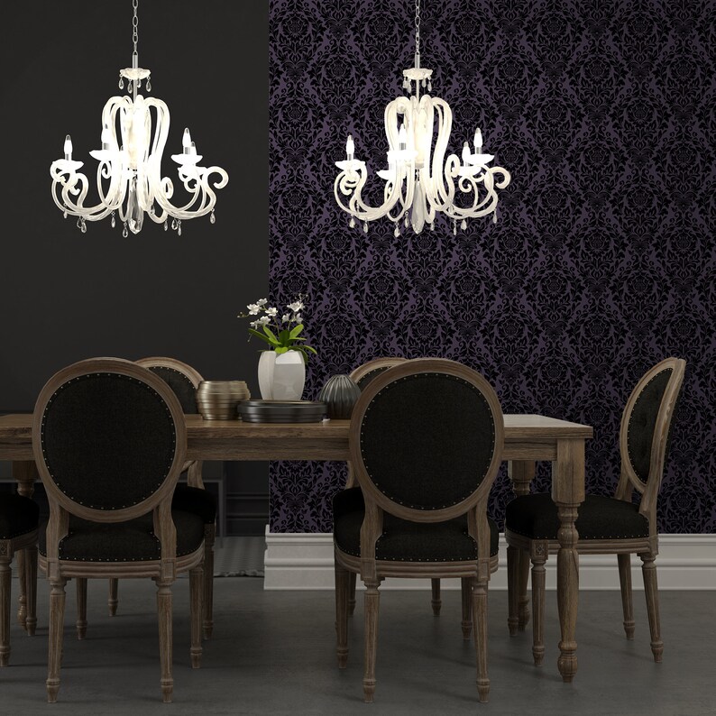 Gothic Damask Peel & Stick Wallpaper Dark Vintage Self | Etsy