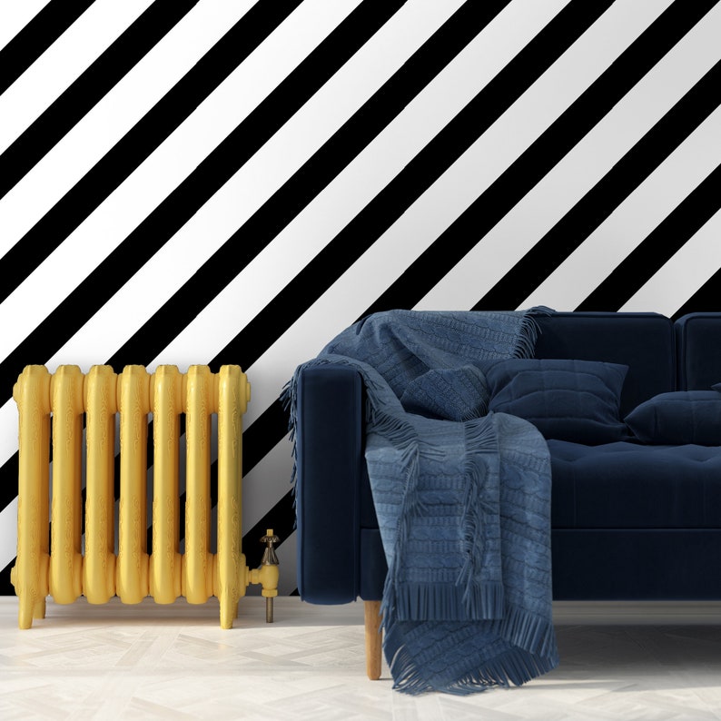 Black and White Striped Peel & Stick Wallpaper Geometric Self Etsy UK