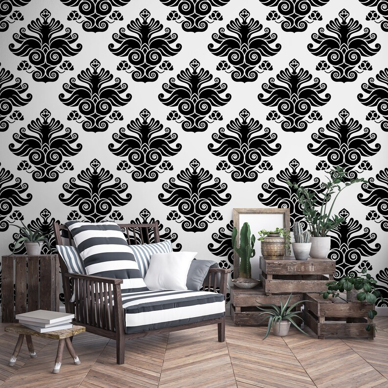 Damask Removable Wallpaper Gothic Pattern Peel & Stick Wall - Etsy