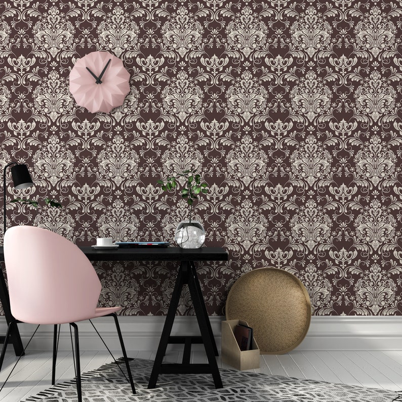Gothic Damask Peel & Stick Wallpaper Dark Vintage Self - Etsy UK
