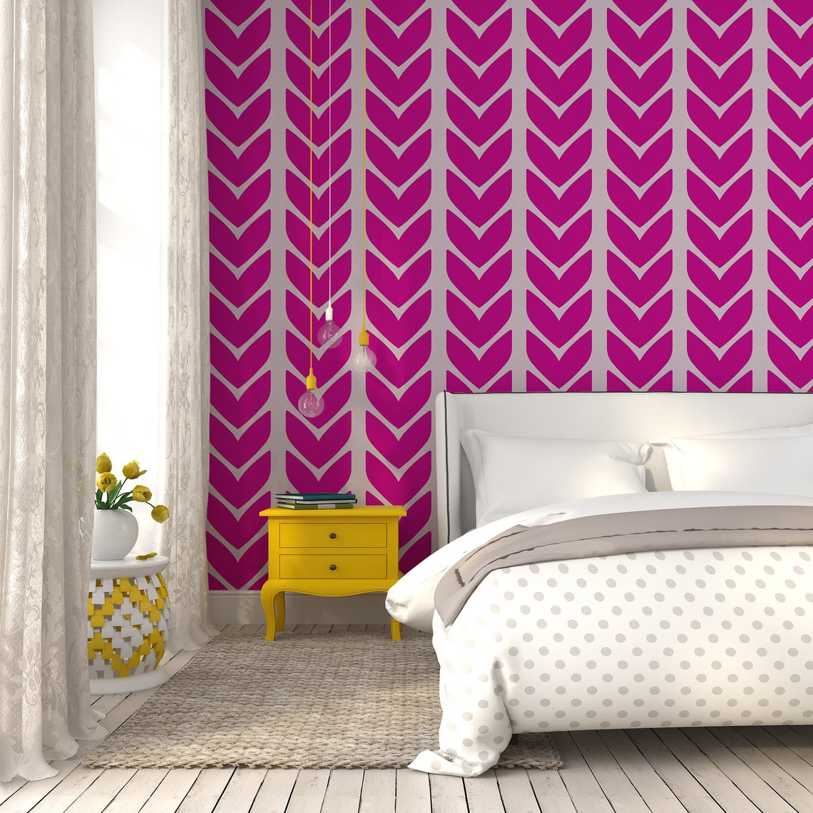 Pink Herringbone Wallpaper Cute Girl Nursery Removable Wall Etsy