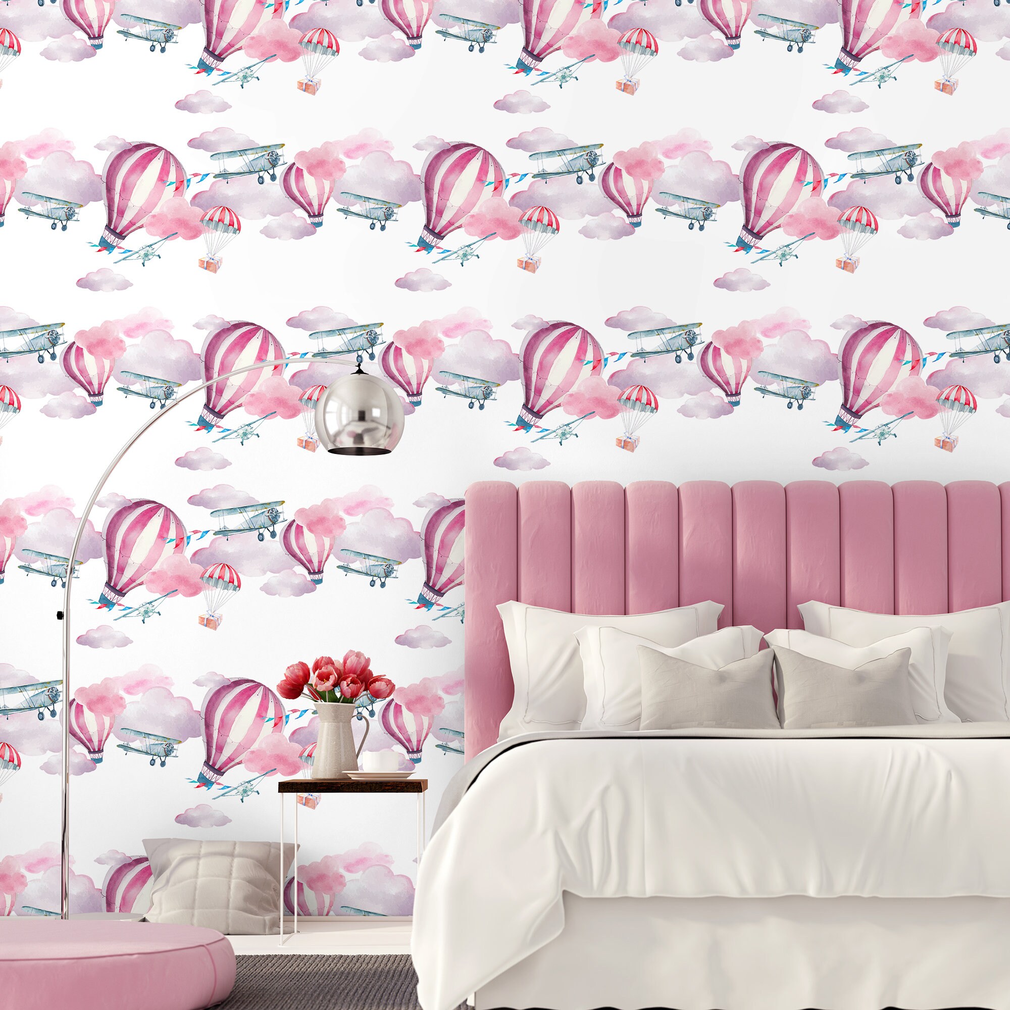 Hot Air Balloon Peel & Stick Wallpaper Airplane Self Adhesive Etsy