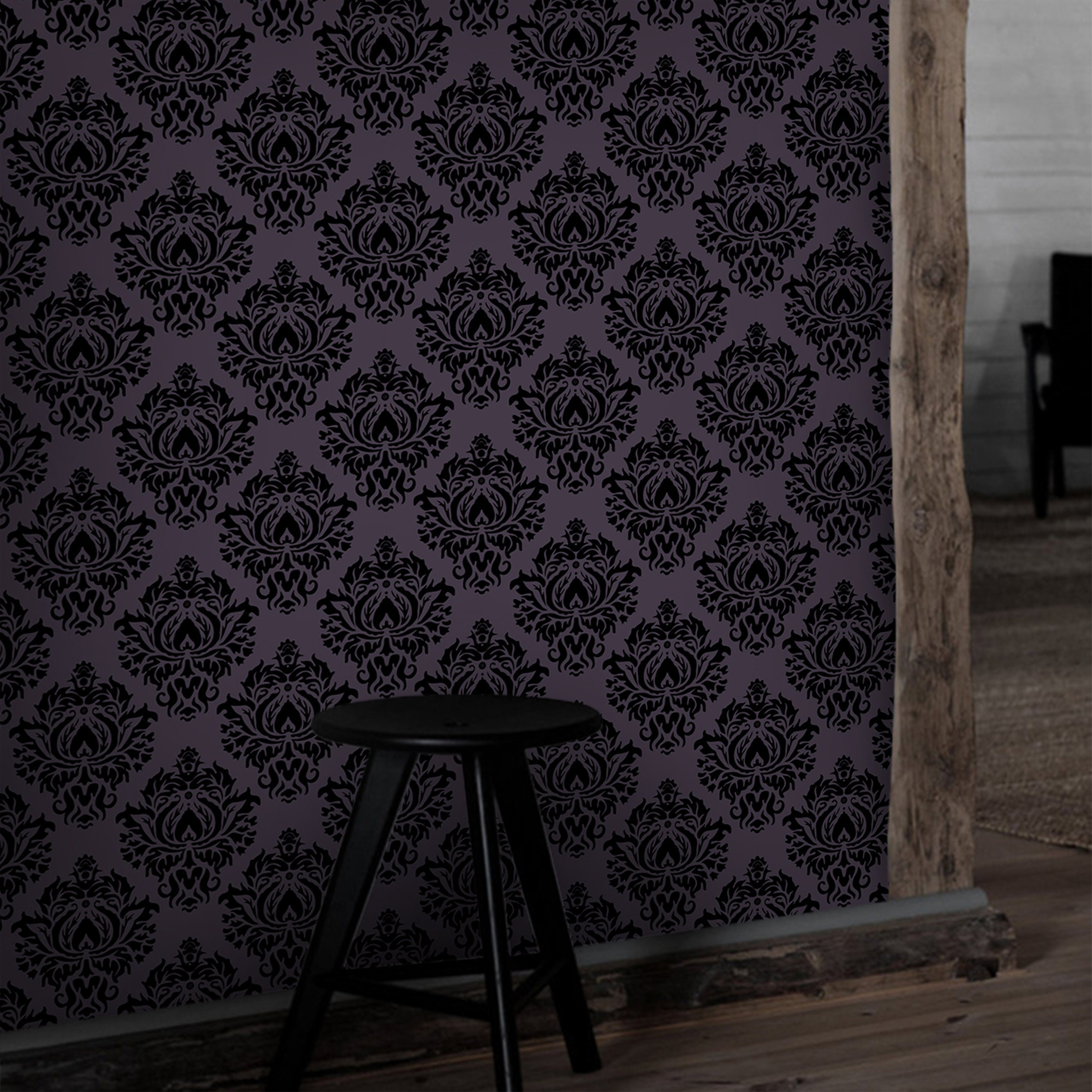 Dark Vintage Peel & Stick Wallpaper Gothic Damask Self Etsy UK
