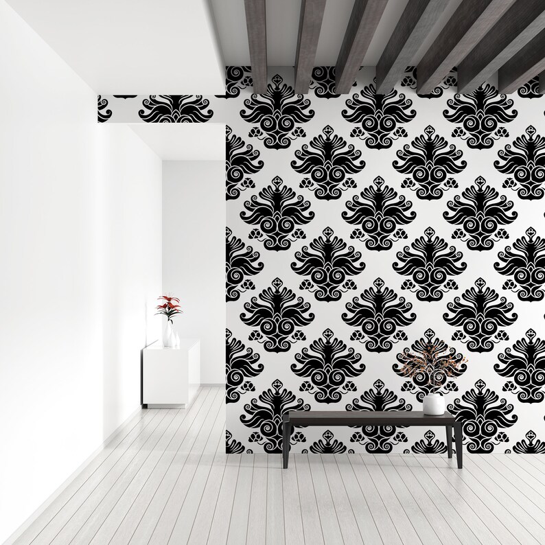 Damask Removable Wallpaper Gothic Pattern Peel & Stick Wall - Etsy