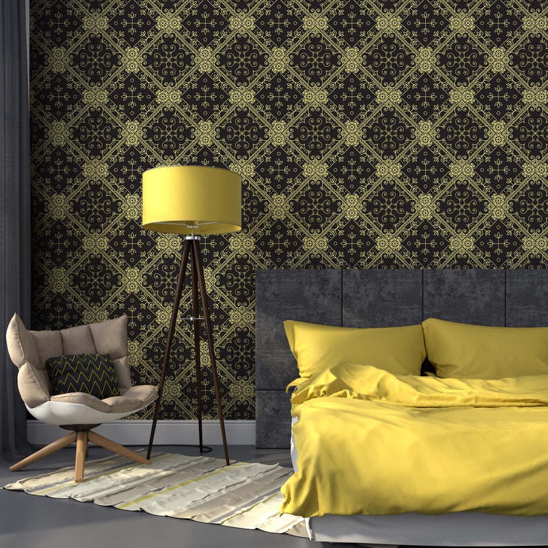 Dark Gothic Peel & Stick Wallpaper Vintage Luxury Self | Etsy