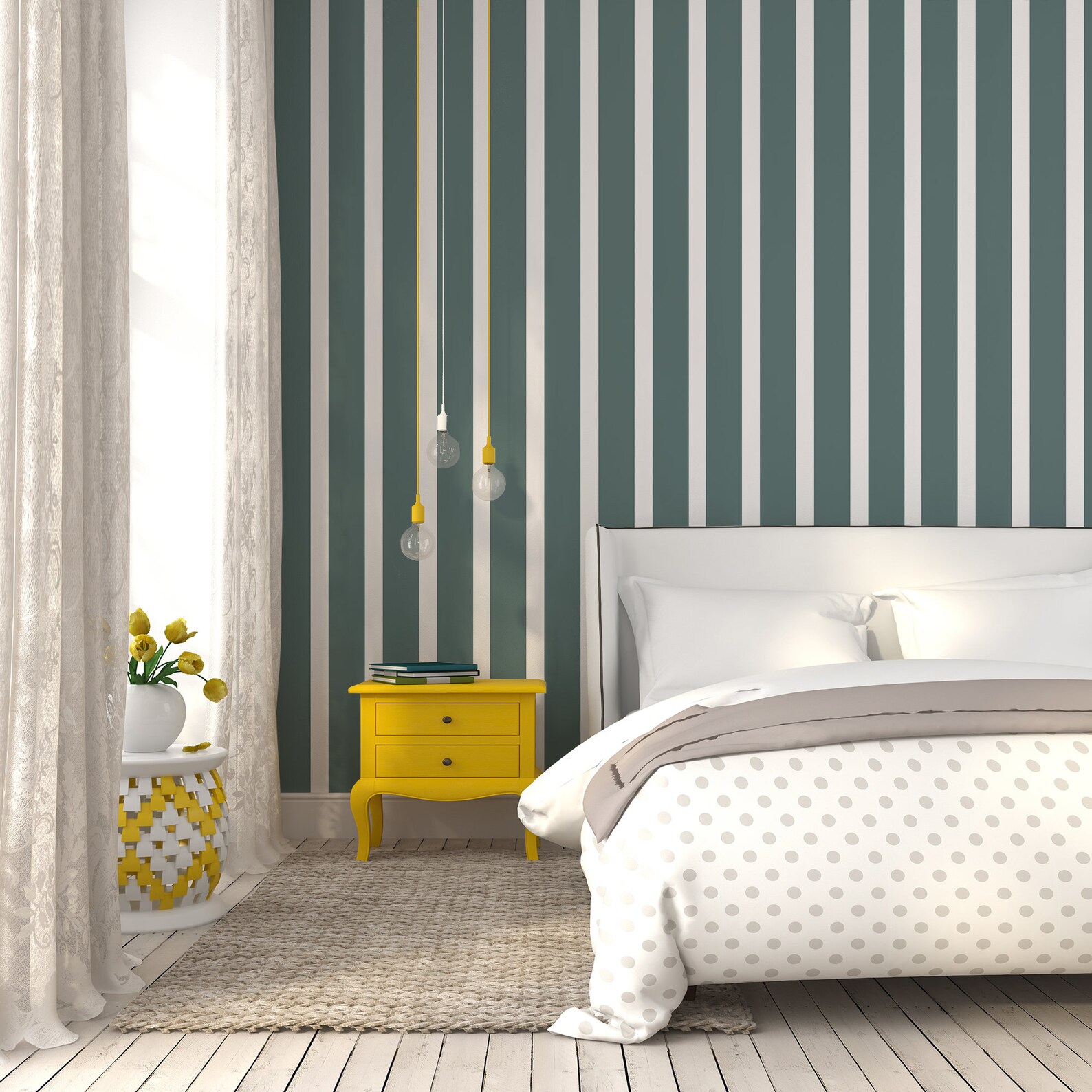 Bluegreen Striped Wallpaper Green Linear Geometric Self Etsy