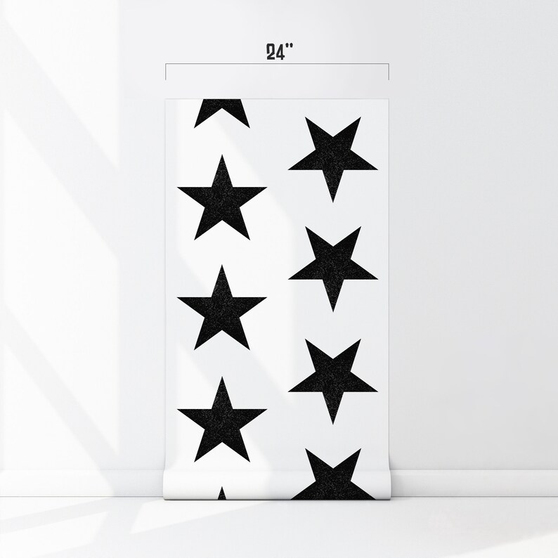 Black and White Stars Wallpaper Nursery Temporary Wall Decor Cute Girls Room Removable Decal Geometric Self Adhesive Wall Mural