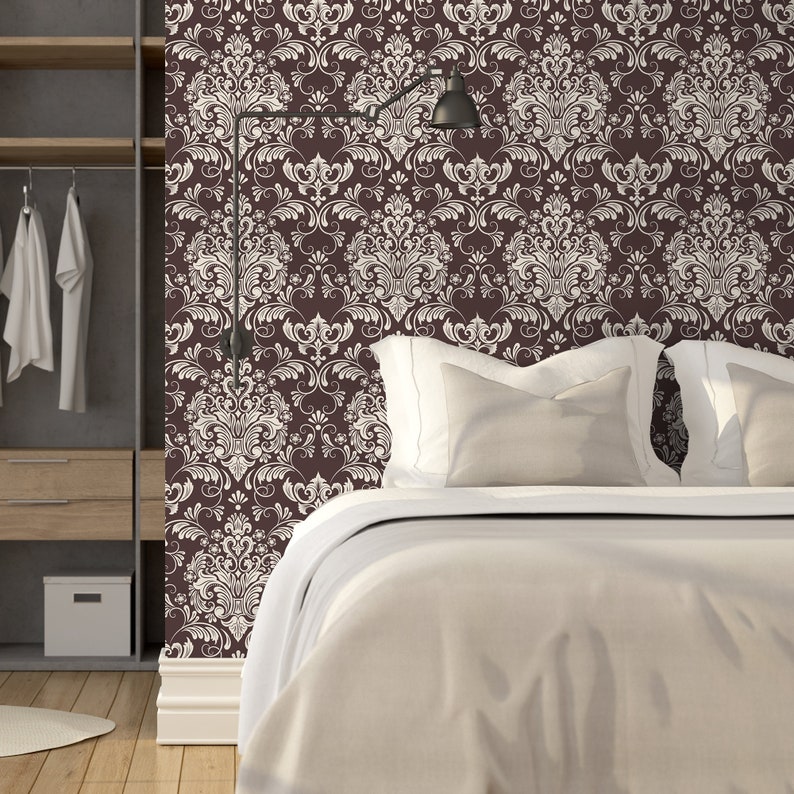 Gothic Damask Peel & Stick Wallpaper Dark Vintage Self | Etsy