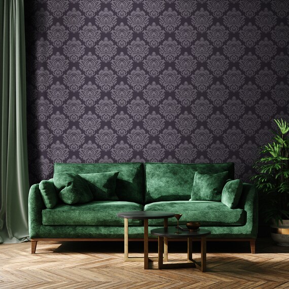 Dark Vintage Peel Stick Wallpaper Gothic Damask Self Adhesive Wall Mural Victorian Removable Decal Classic Retro Temporary Wall Decor
