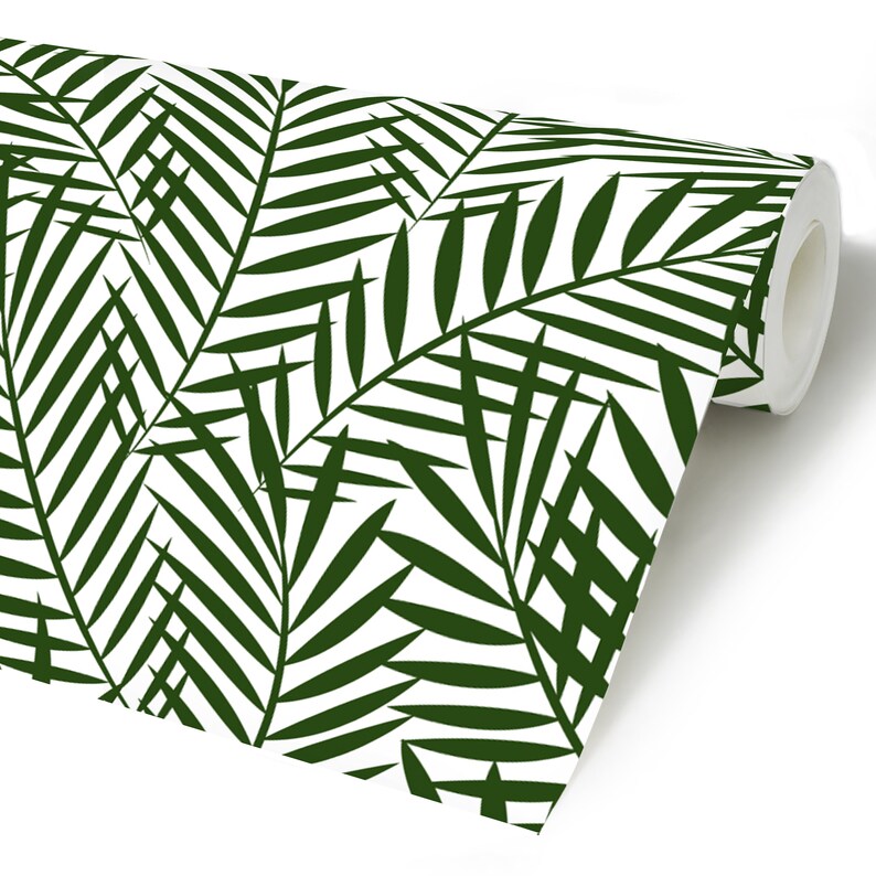 Green Exotic Removable Decal Big Dark Jungle Leaves Temporary Wall Decor Tropical Ferns Wallpaper Botanical Self Adhesive Wall Mural