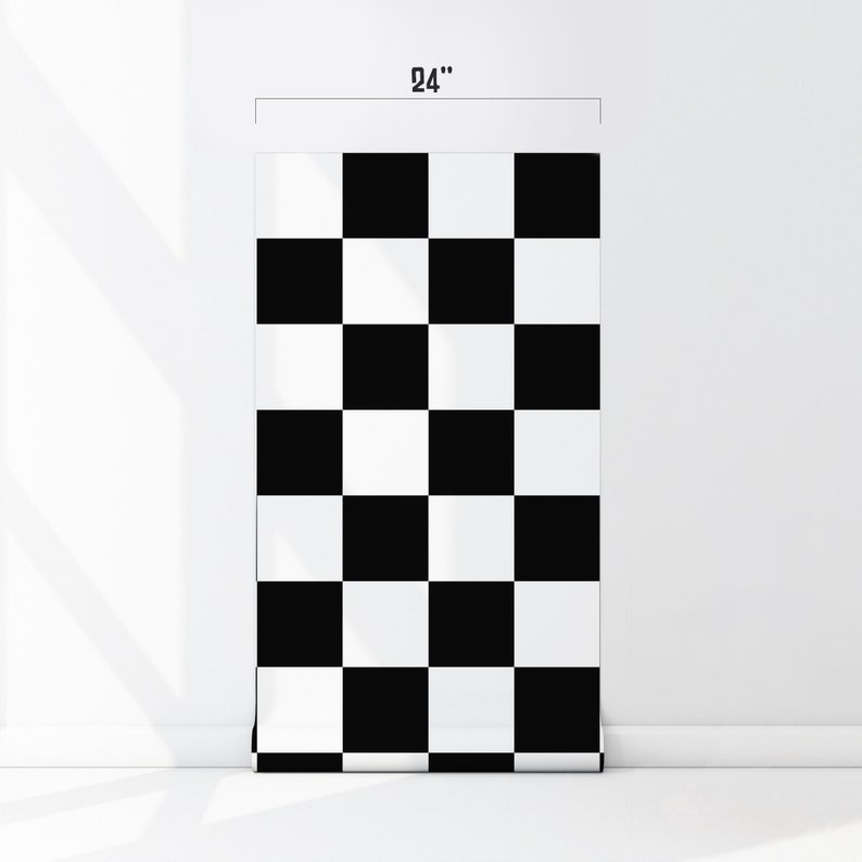 Black and White Check Wallpaper Geometric Removable Wall Etsy