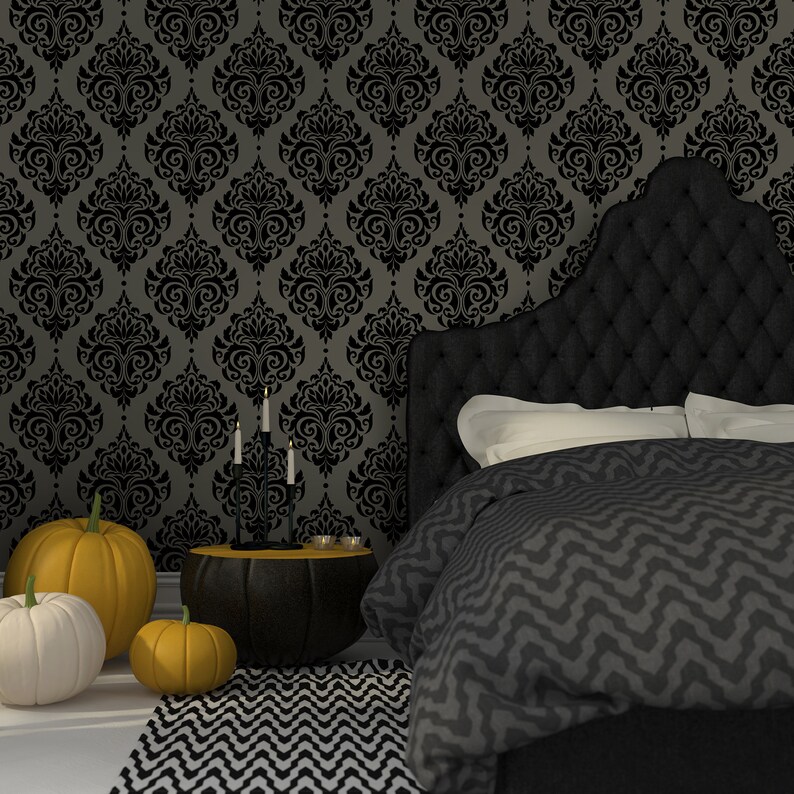 Gothic Damask Peel & Stick Wallpaper Dark Vintage Self Etsy