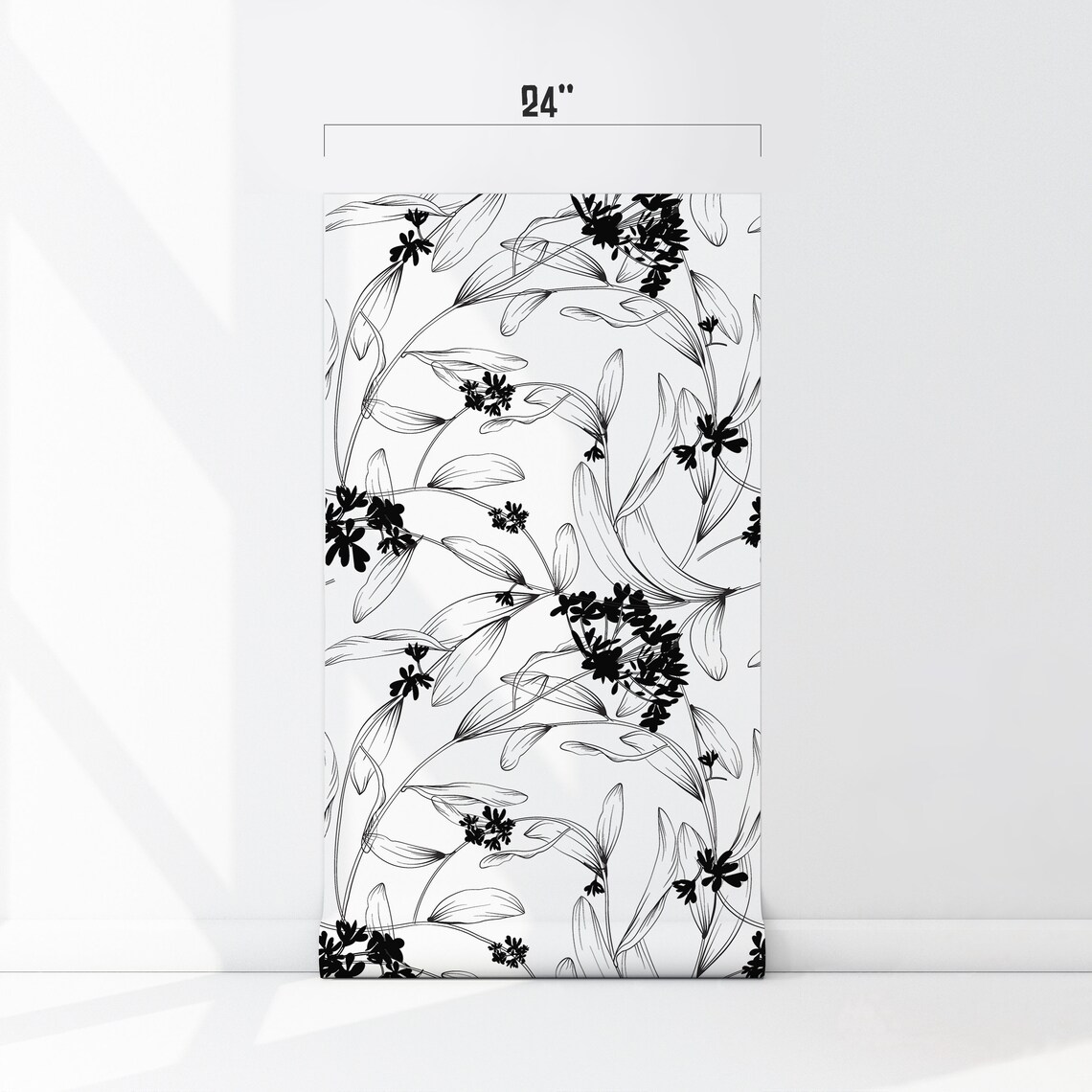 Black Flowers Peel & Stick Wallpaper Botanical Self Adhesive - Etsy