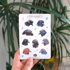 City Pigeons - Feuille d'autocollants en vinyle | Bulletjournal | Sticker carnet