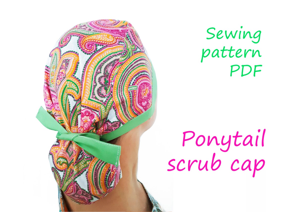 Ponytail Scrub Cap Sewing pattern PDF Surgical Cap women Etsy