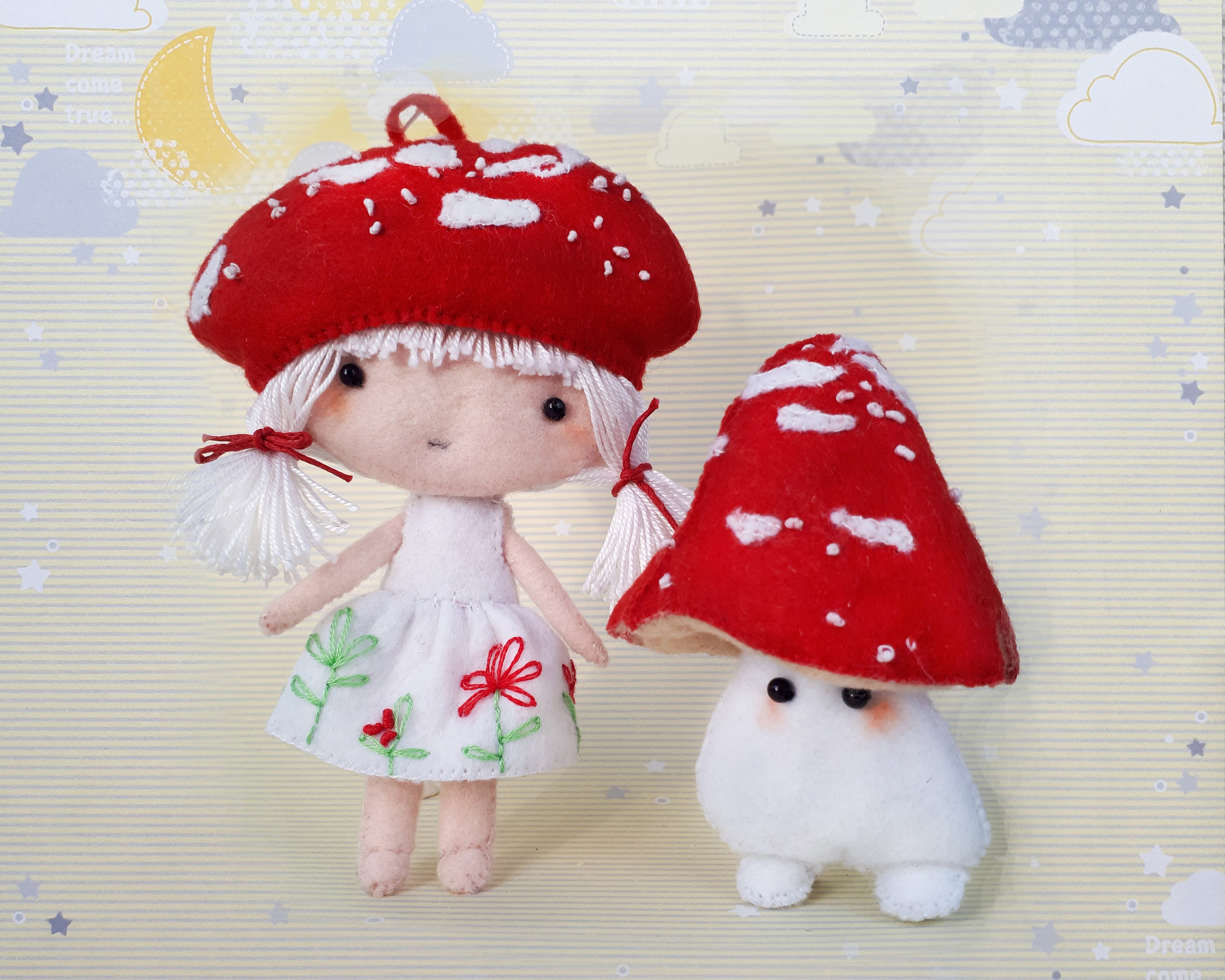 Mushroom doll pattern SET mushroom decor cute for nursery Etsy