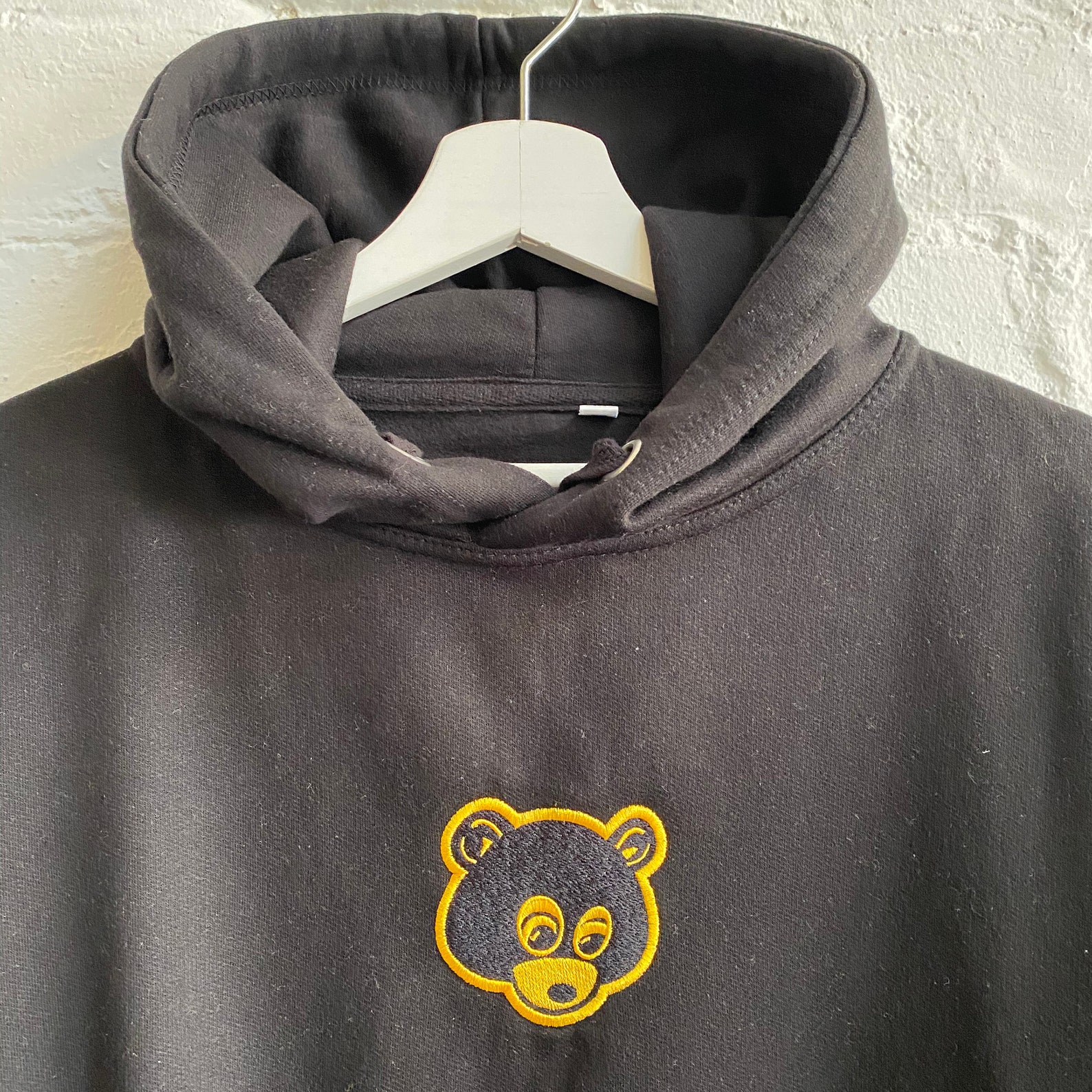 Actual Fact Kanye Retro Bear Embroidered Black Hoodie | Etsy