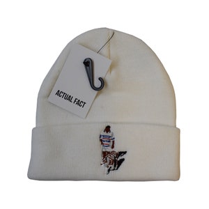 Actual Fact Dilla's Donuts Beanie Winter J Dilla Roll Up White Wooly Hat Actual Fact Dilla's Donuts Beanie Winter J Dilla Roll Up White Wooly Hat