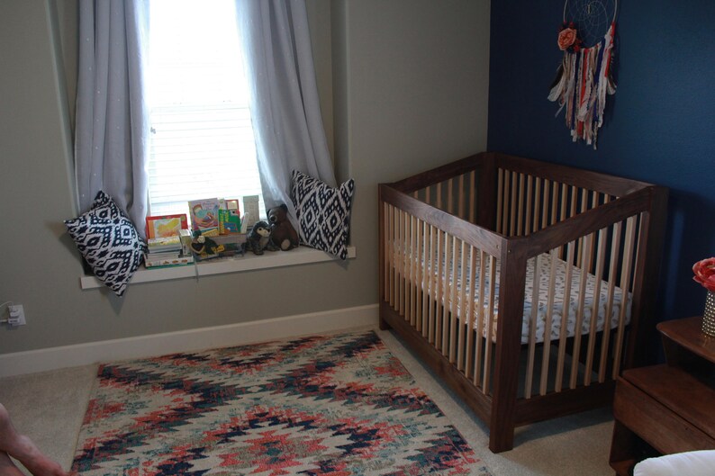 Solid Wood Non-Toxic finished walnut baby crib