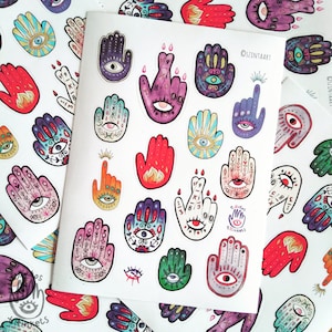 The Mystic's Hand STICKER SHEET +++ 14 stickers +++ magic, witch, occult, stickers, stationery, witchy sticker, bujo, bullet journal