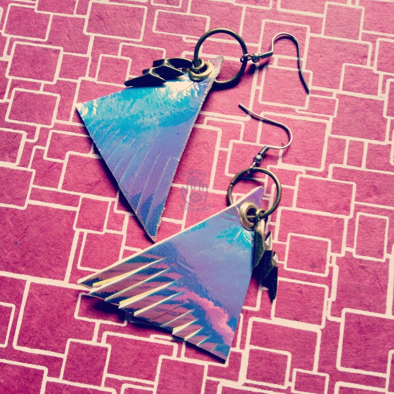 Digital Storm HOLO Statement Earrings Holographic Leather Etsy