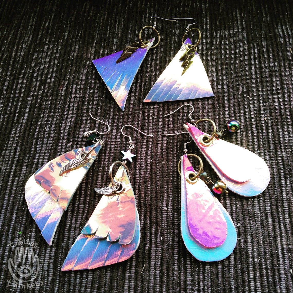 Digital Storm HOLO Statement Earrings Holographic Leather Etsy