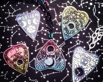 Sparky pastel Ouija NECKLACE PENDANT +++ statement jewelry +++ witchy, occult, ouija, planchette, spirit, ghost, spiritual