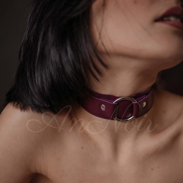 Leather Ring Choker, Collar with Leash, BDSM Collar, Leather Choker, BDSM Leash, Bondage Leash, BDSM Restraint, Choker Bondage, Mature