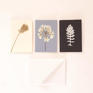 Biglietti di auguri con foglie e fiori veri pressati, set di chiudipacco botanici, tag ecosostenibili, biglietti fatti a mano in italia