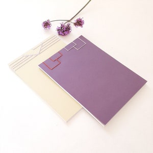 Quaderni appunti fatti a mano con pagine in carta riciclata, con copertina morbida in viola prugna o beige e rilegatura Giapponese