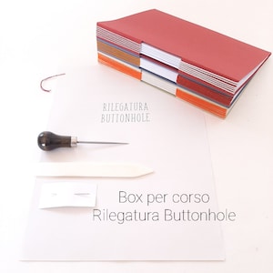Box per corso online di Rilegatura Buttonhole, kit di rilegatura artigianale con materiali e attrezzature, tutorial quaderno fatto a mano