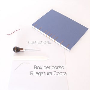 Box per corso online di Rilegatura Copta, kit di rilegatura artigianale con materiali e attrezzature, tutorial quaderni fatti a mano