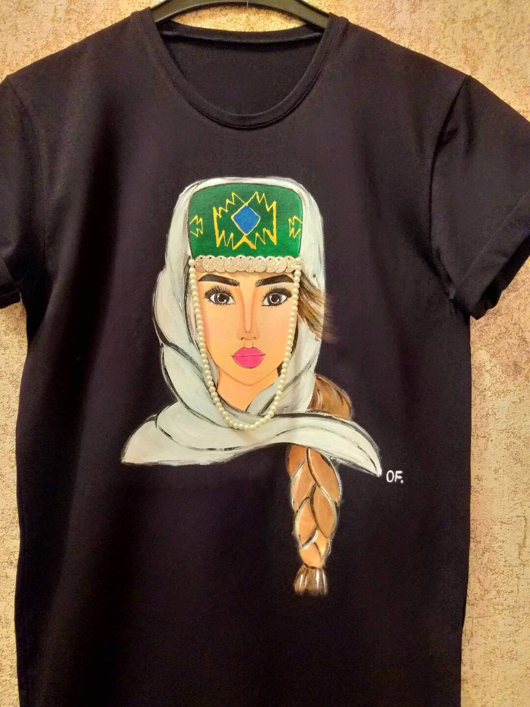Hand-painted Armenian Woman T-shirt: National Costume Art