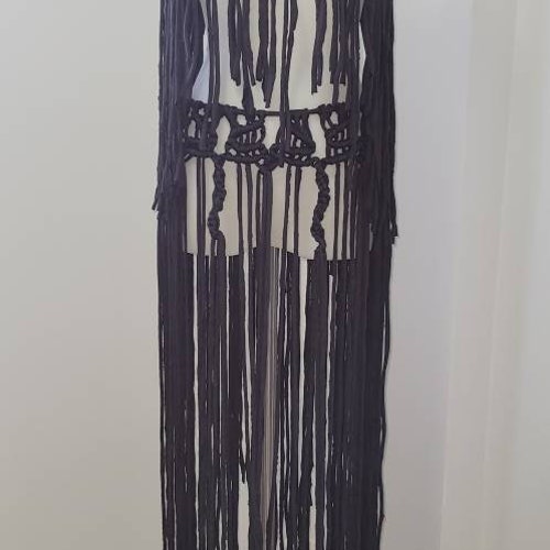 Celestial shops Black Two-Piece Macrame knited set
