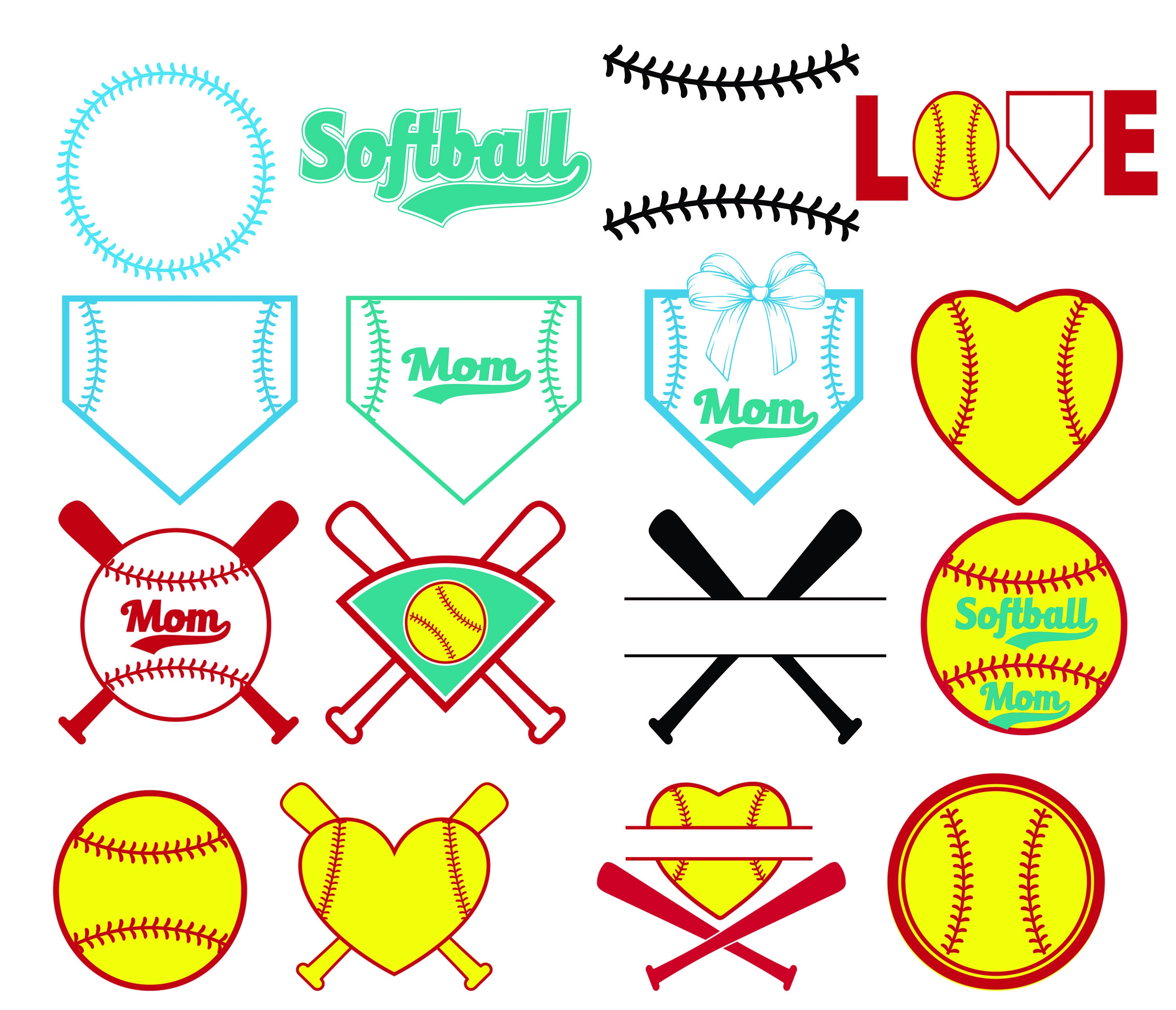 Free font_Softball SVG Softball clipart softball Silhouette Etsy