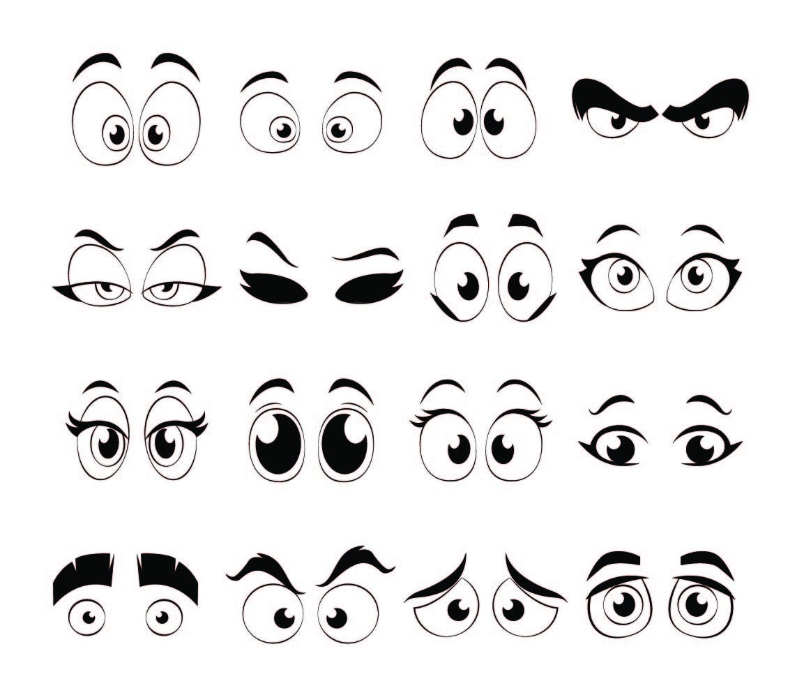 Free font_ Comics Eyes Silhouette Fun eyes SVG files for | Etsy