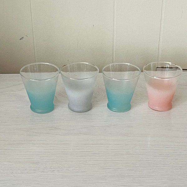 Vintage Frosted Juice Glasses - lot of 4