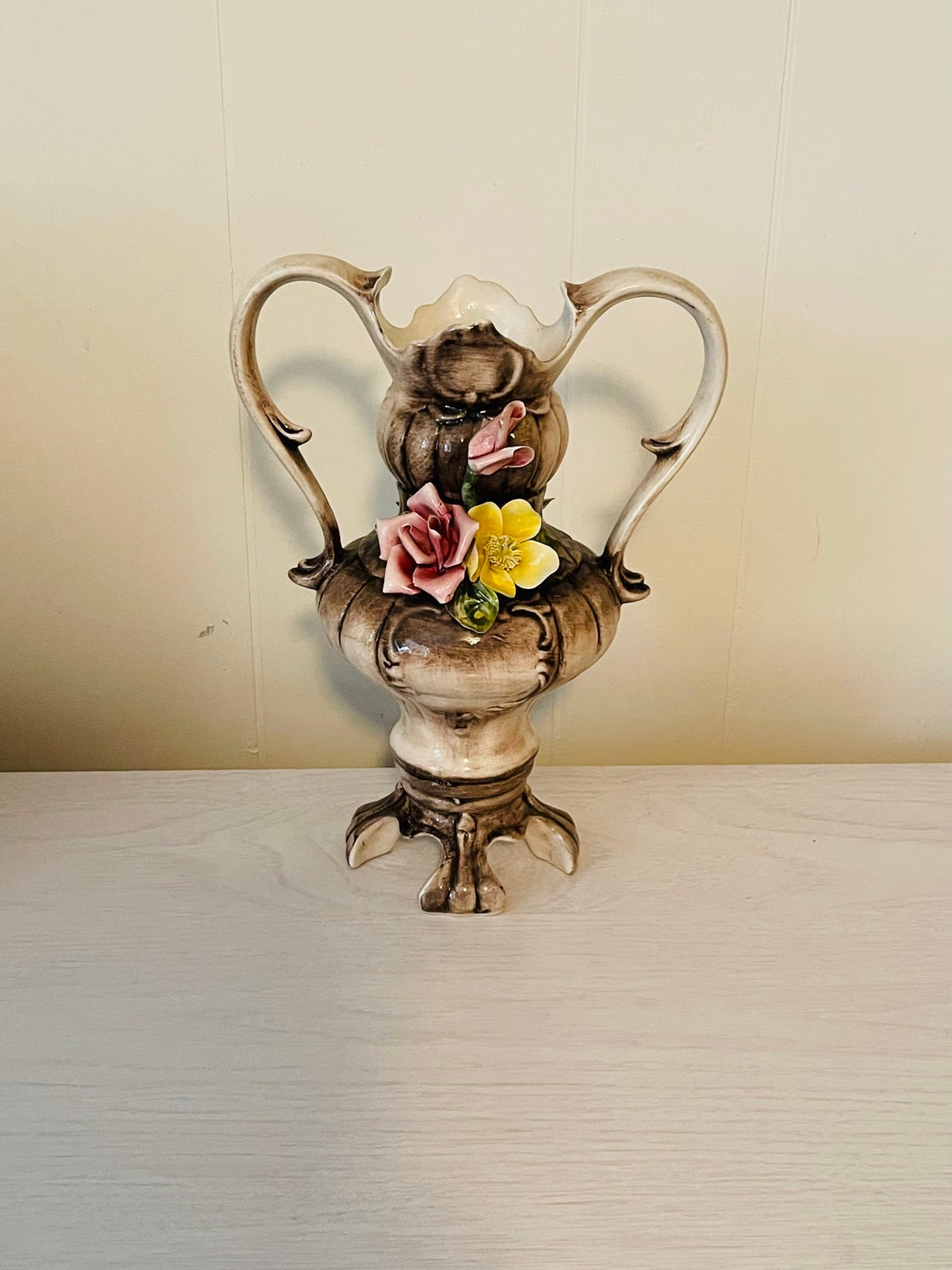 Capodimonte Double Handled Porcelain Vase Etsy