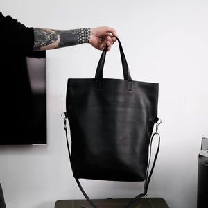 PL Tote 2.0 - Sac cabas en cuir convertible avec bandoulière - Grand cabas zippé se pliant en sac à bandoulière - 45 x 30 x 15 cm