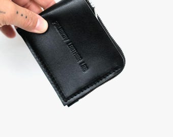 Handmade Leather Zip Wallet: Minimalist Coin & Card Holder