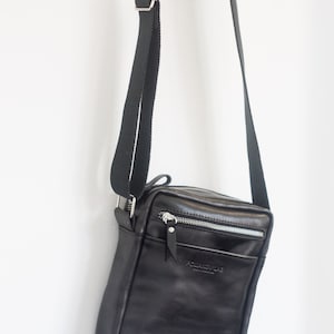Street Mini Black Leather Shoulder Bag: Slouchy Leather Purse