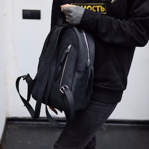 Leather Backpack: Handmade Cowhide Rucksack, City Travel Bag