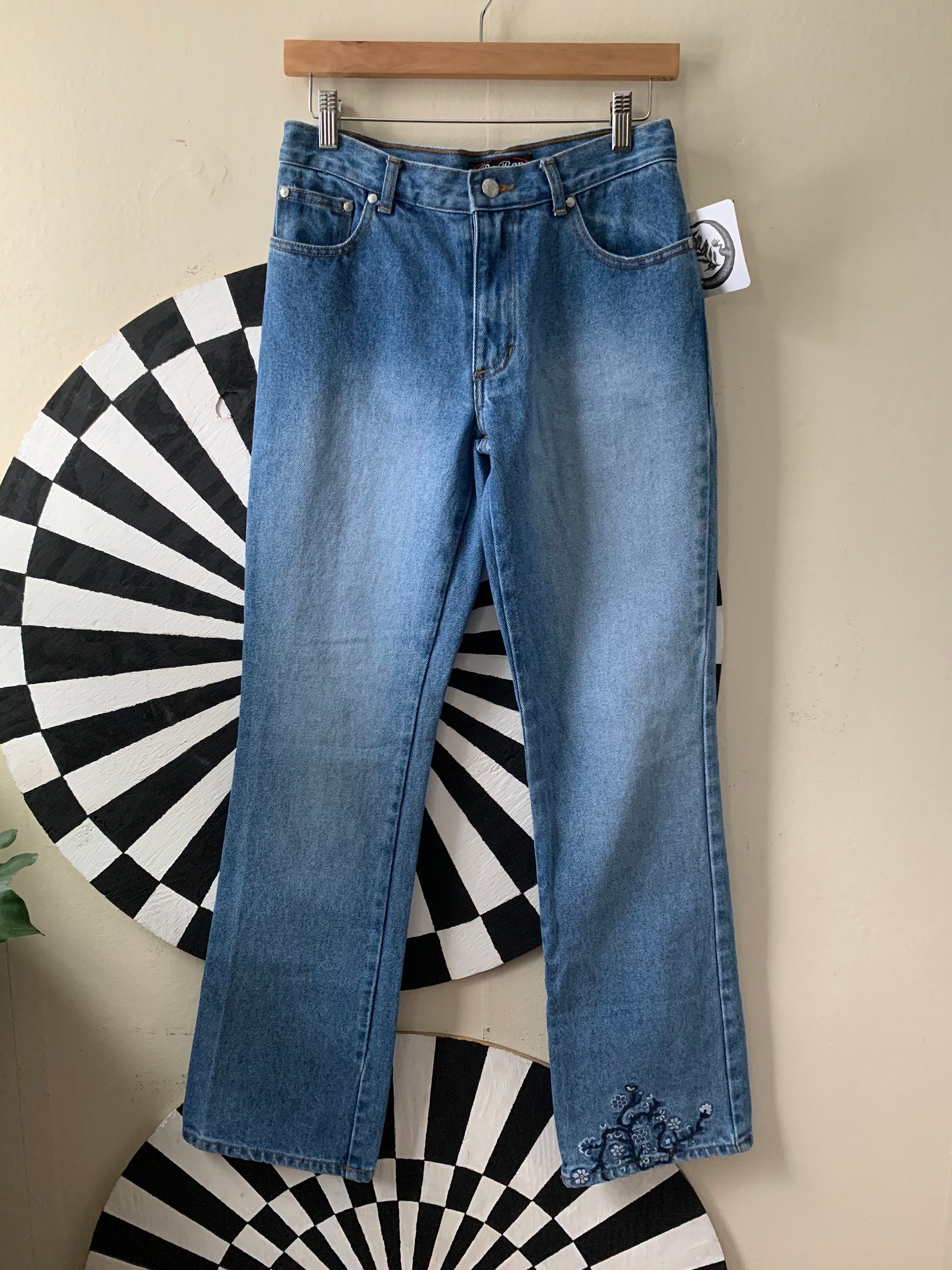 Sz 2-4 Low Rise 90s FLARE Bootcut JEANS with Floral Embroidery | Etsy