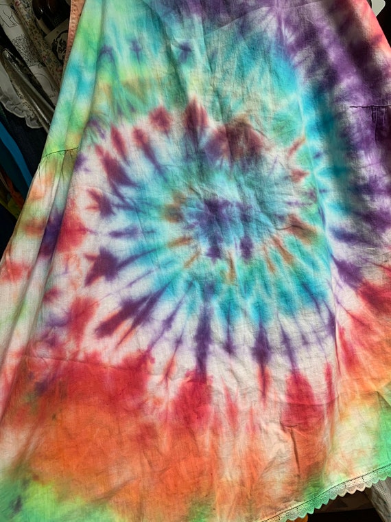 Sz Sm Rainbow TIE DYED Vintage Edwardian Cotton S… - image 8