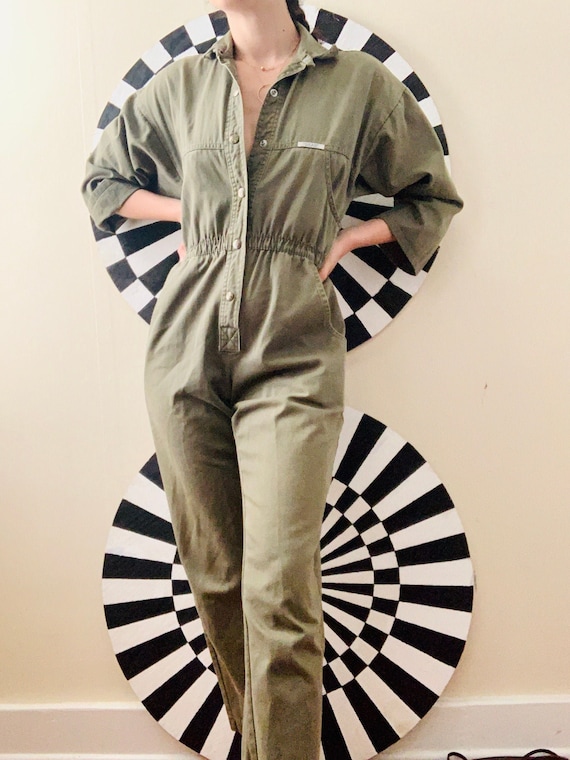 Sz Sm Army Green Olive Workwear Jumpsuit Flightsui