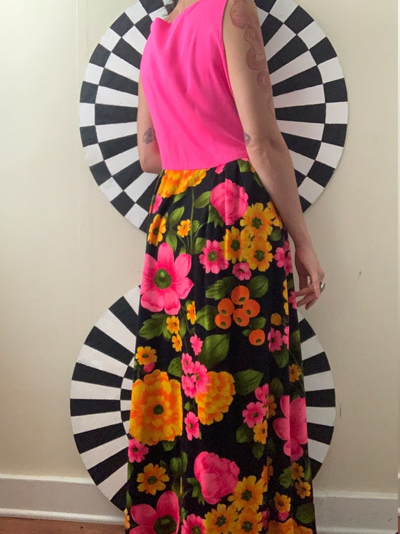 Sz Md 1960s Tropical Hawaiian Maxi Dress - image 3