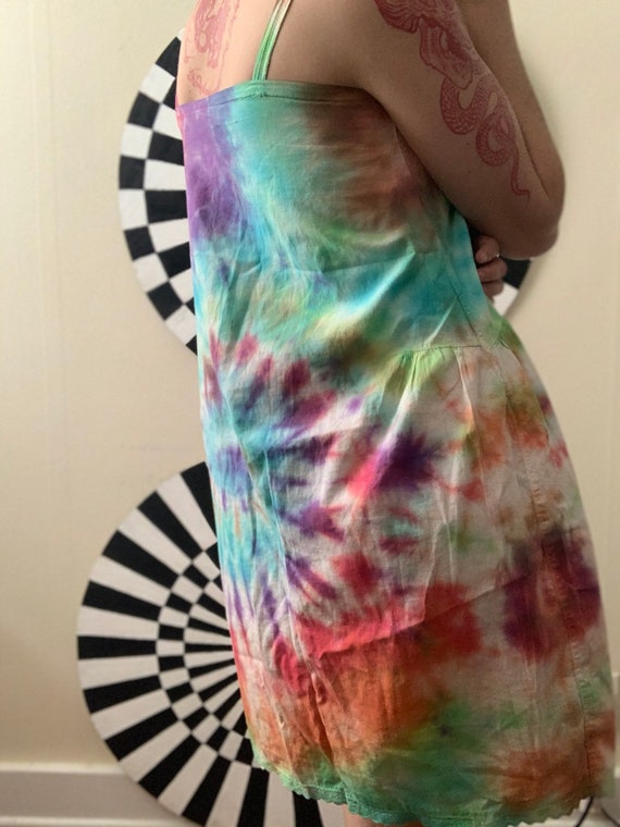 Sz Sm Rainbow TIE DYED Vintage Edwardian Cotton S… - image 4